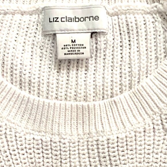 Liz Claiborne Womens White Knit Pullover Sweater Sz M #65C - Picture 6 of 7